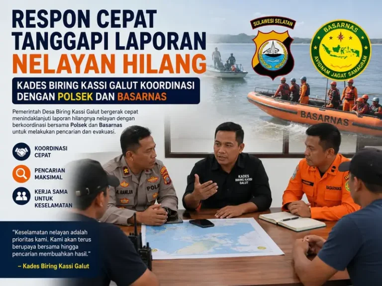 Respon Cepat Tanggapi Laporan Nelayan Hilang, Kades Biring Kassi Galut Koordinasi dengan Polsek dan Basarnas