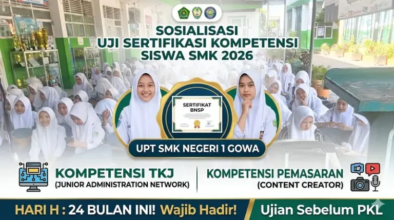SMKN 1 Gowa Dorong Lulusan Berdaya Saing Melalui Sertifikasi Kompetensi Berstandar Nasional