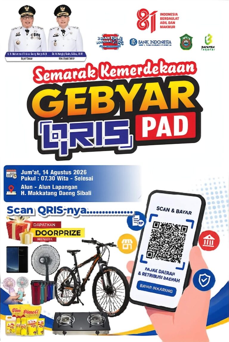 HUT RI ke-81 Makin Semarak, Pemkab Takalar Gelar Gebyar QRIS PAD Berhadiah