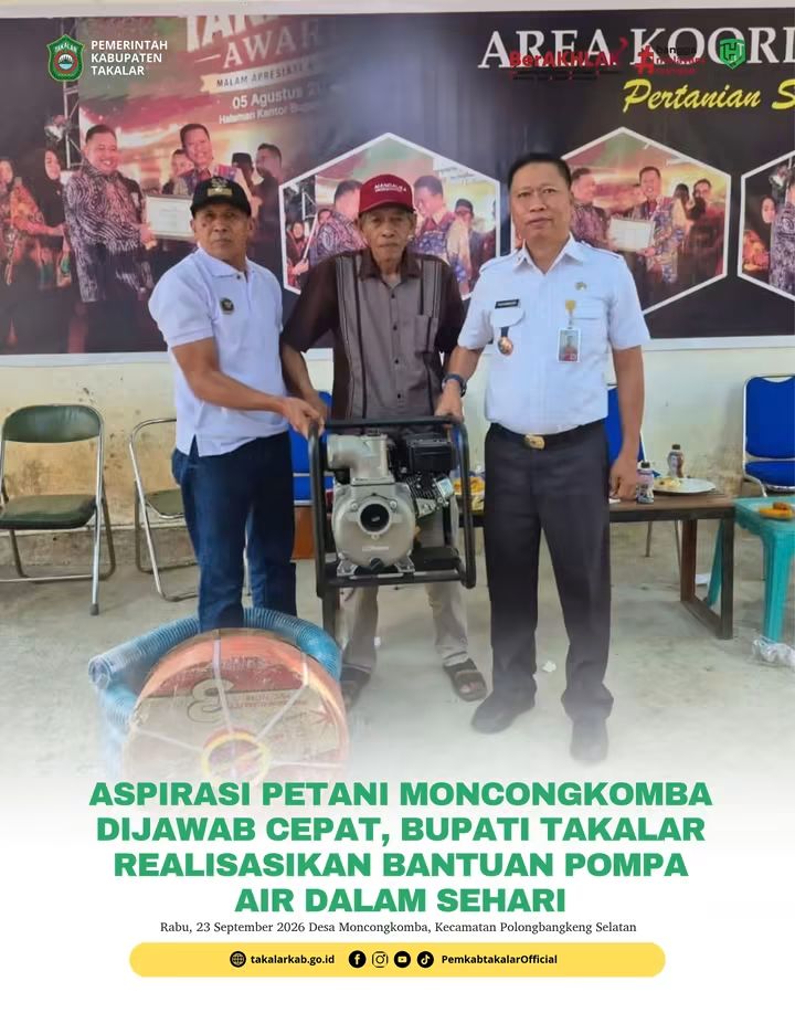 Aspirasi Petani Moncongkomba Dijawab Cepat, Bupati Takalar Realisasikan Bantuan Pompa Air dalam Sehari